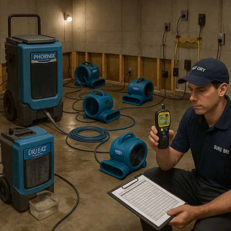 Structural Drying and Dehumidification process in San Diego, TX
